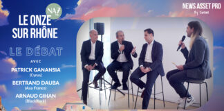 Bertrand Dauba (Axa France), Patrick Ganansia (Cyrus) et Arnaud Gihan (BlackRock) sur le plateau du Onze sur Rhône de News Asset Pro.